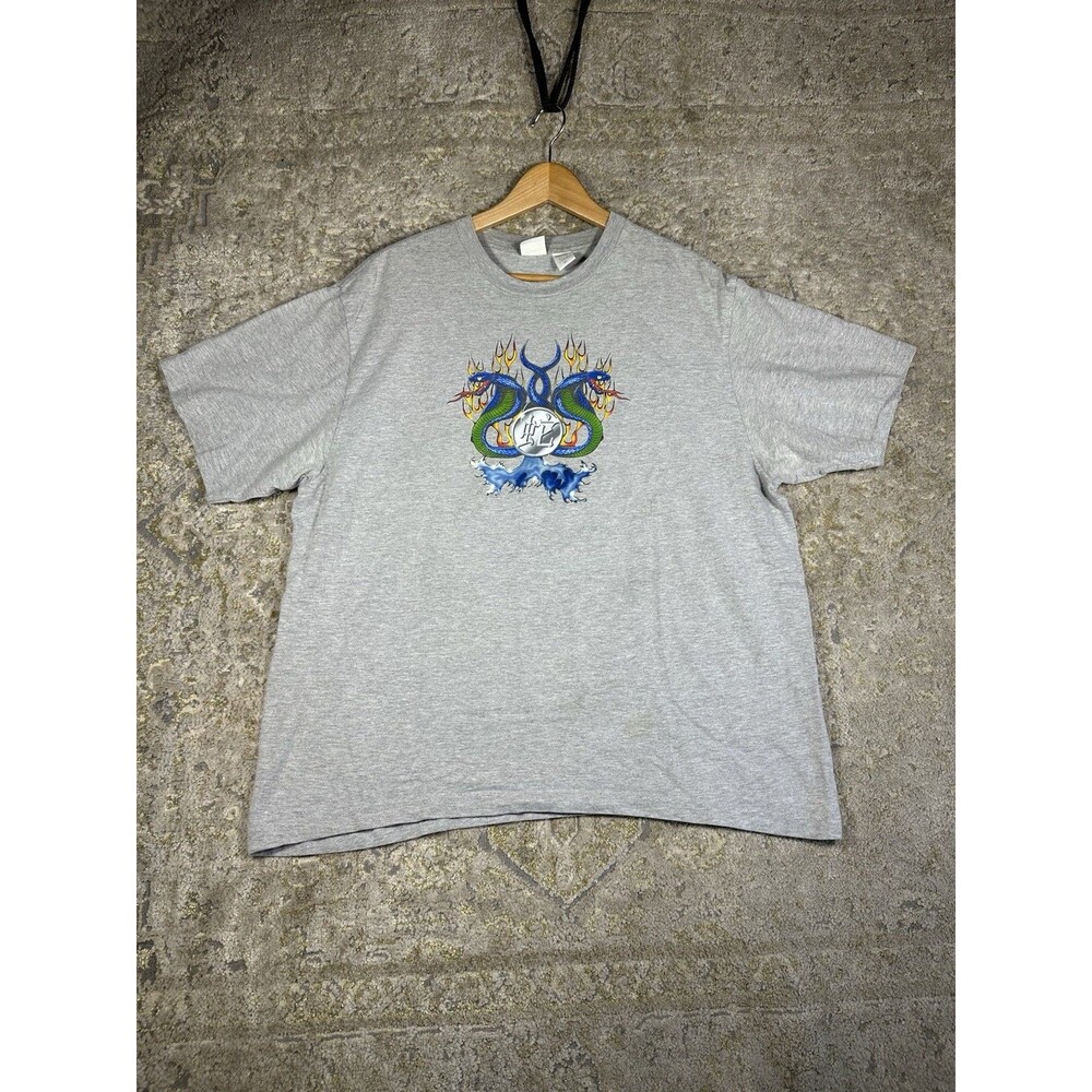Vintage 90s Utility Skate T Shirt XL Gray Snake Graphic Y2K